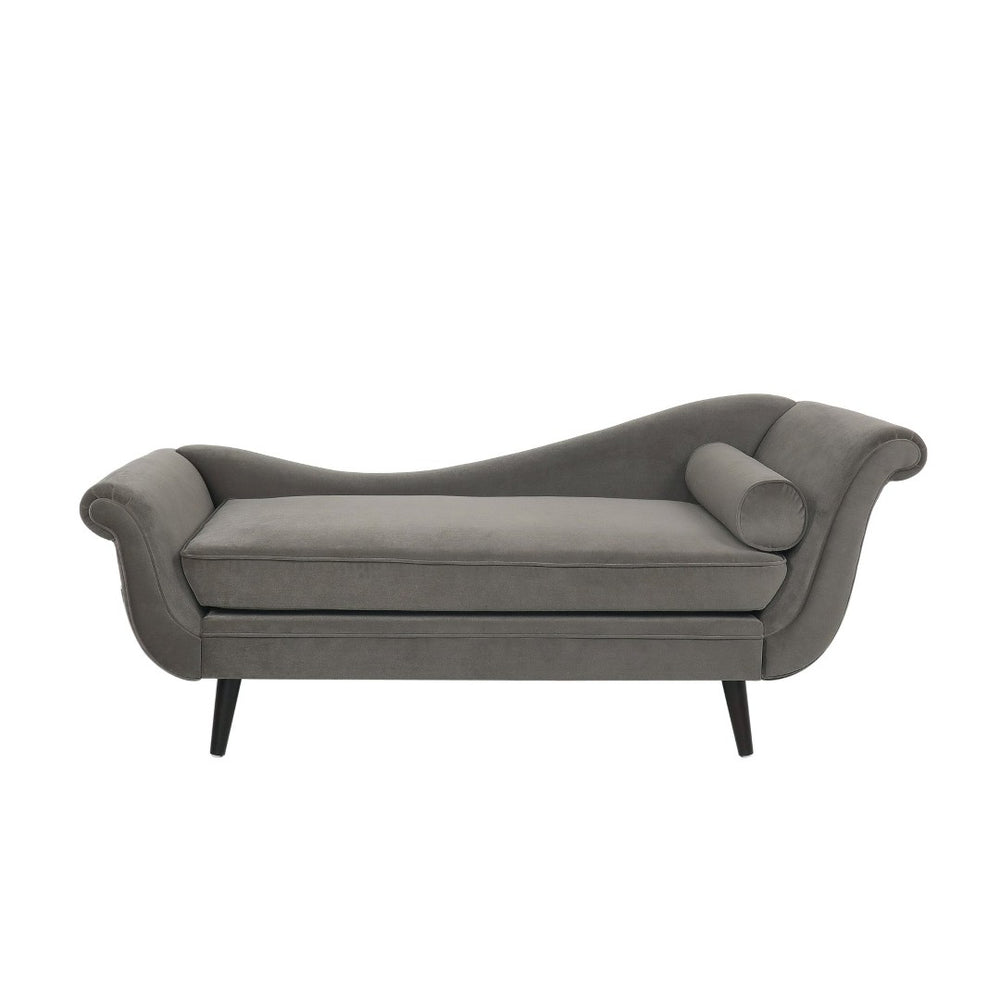 English Elm Chaise Lounge Velvet Upholstered with Birch Legs Elegant Salon Style Living Room Accent Taupe 69103.00TAU