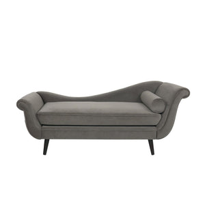 English Elm Chaise Lounge Velvet Upholstered with Birch Legs Elegant Salon Style Living Room Accent Taupe 69103.00TAU