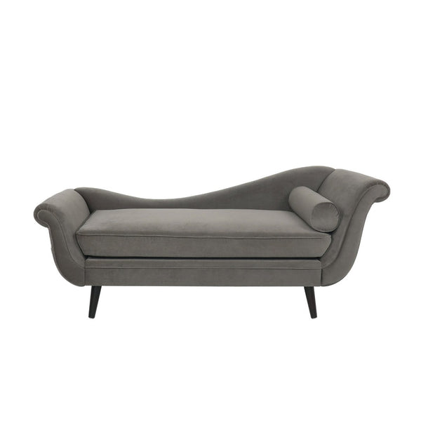 English Elm Chaise Lounge Velvet Upholstered with Birch Legs Elegant Salon Style Living Room Accent Taupe 69103.00TAU