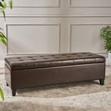 Christopher Knight Home® - Noble House - Mission Brown Tufted Faux Leather Ottoman Storage Bench