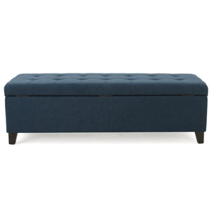 English Elm Christopher Knight Home® - Upholstered Storage Ottoman Bench with Flip-Top Compartment for Extra Seating, Footrest, Durable Elegance Navy Blue 68087.00NBLU