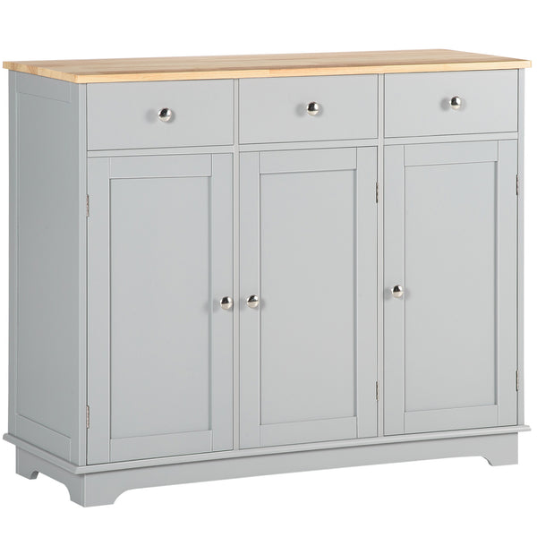 English Elm Sideboard Modern Buffet Cabinet with Magnet Door and Aluminum Handles, Large Storage & Adjustable Shelf Gray W2225142655