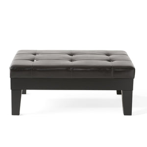 English Elm Chatham Bonded Leather Storage Ottoman with Slide Out Drawer and Tapered Legs 52423.00