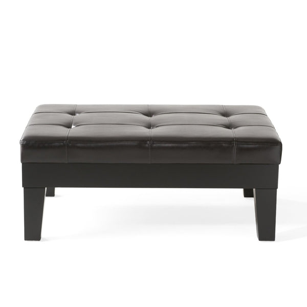 English Elm Chatham Bonded Leather Storage Ottoman with Slide Out Drawer and Tapered Legs 52423.00