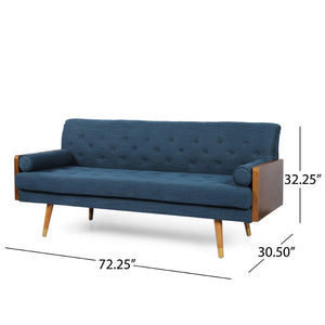 English Elm Aidan Tufted Fabric Sofa with Diamond Stitching and Gold Tipped Rubberwood Legs Navy Blue 61688.00NBLU