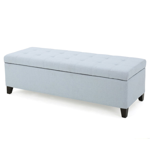 English Elm Christopher Knight Home® - Upholstered Storage Ottoman Bench with Flip-Top Compartment for Extra Seating, Footrest, Durable Elegance Light Blue 68087.00LSKY
