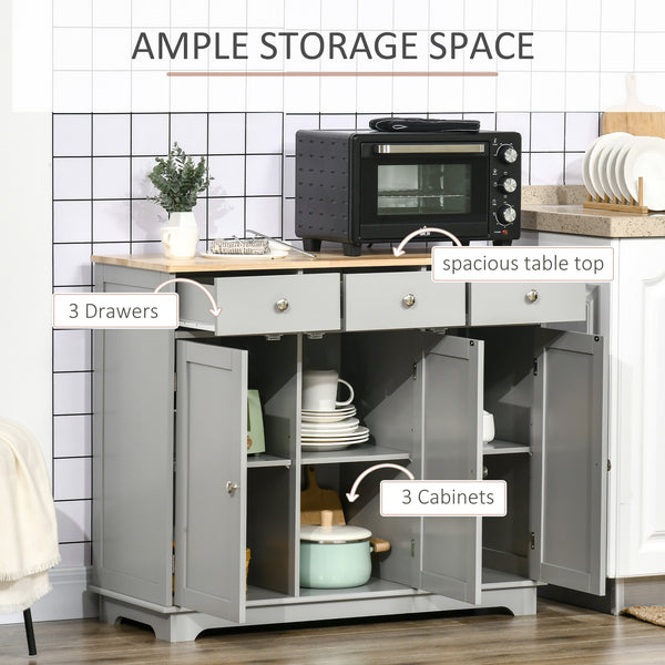 English Elm Sideboard Modern Buffet Cabinet with Magnet Door and Aluminum Handles, Large Storage & Adjustable Shelf Gray W2225142655