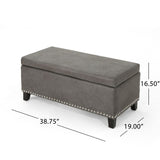 Christopher Knight Home® - Noble House - Caren Contemporary Microfiber Storage Ottoman with Nailhead Trim