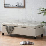 Christopher Knight Home® - Noble House - Mission Beige Tufted Fabric Storage Ottoman Bench