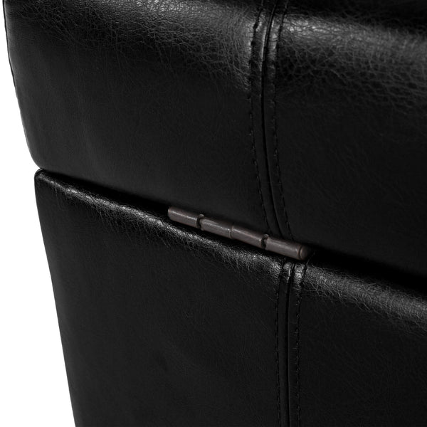 English Elm Christopher Knight Home® - ISABELLA Ottoman with Faux Leather Button-Tufted Top, Hidden Storage & Soft-Close Hinges for Home Comfort Black 74567.00MDNT