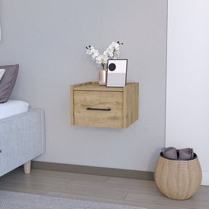 English Elm Floating Nightstand Calion Wall-Mounted Macadamia Beige Floating Nightstand with Drawer, Space-Saving, Sleek Handle, 17x16x5 B092142801