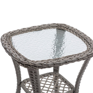 English Elm 3 Pieces Outdoor Swivel Rocker Patio Chairs Set with 360° Rotation, Tempered Glass Table & Plush Cushions Navy Blue W640142463