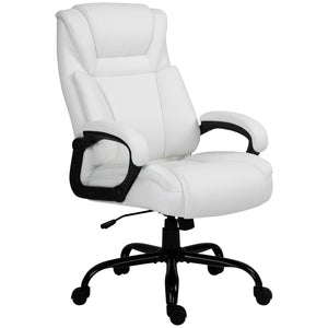English Elm Big Big and Tall 400lbs Executive Office Chair White — Wide Seat, High-Back PU, Ergonomic, Swivel, Adjustable W2225142671