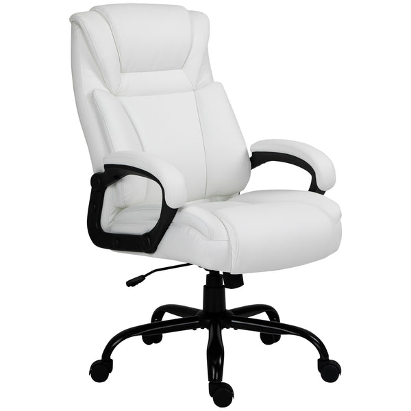 English Elm Big Big and Tall 400lbs Executive Office Chair White — Wide Seat, High-Back PU, Ergonomic, Swivel, Adjustable W2225142671