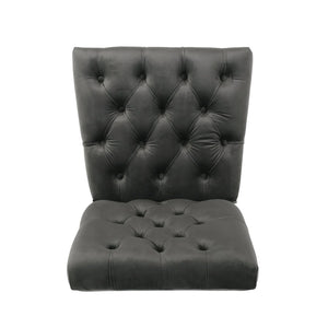 English Elm Dining Chairs Set of 2 Button Tufted Upholstered Seats with Weathered Wood Legs 72611.00NVLT