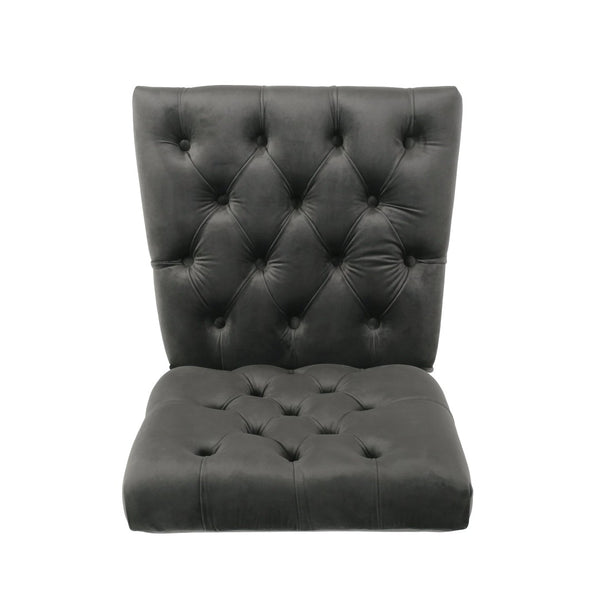 English Elm Dining Chairs Set of 2 Button Tufted Upholstered Seats with Weathered Wood Legs 72611.00NVLT