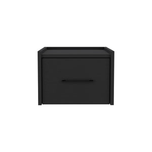 English Elm Floating Nightstand Calion Wall-Mounted Black — Space-Saving Engineered Wood, Drawer Storage, Sleek Handle, Modern Finish B092142807