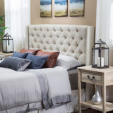 Christopher Knight Home® - Noble House - Lidia Contemporary Full/Queen Tufted Wingback Fabric Headboard