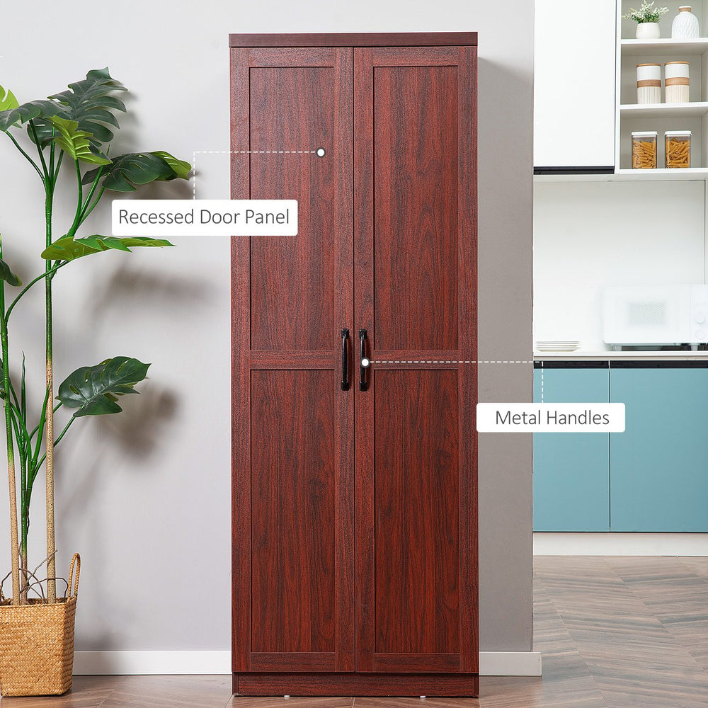 English Elm 63" 2-Door Kitchen Pantry Cabinet with 5-Tier Shelves, Adjustable Shelves, Anti-Tip Strap, Espresso Finish W2225142657