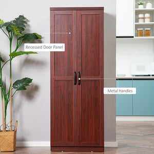 English Elm 63" 2-Door Kitchen Pantry Cabinet with 5-Tier Shelves, Adjustable Shelves, Anti-Tip Strap, Espresso Finish W2225142657