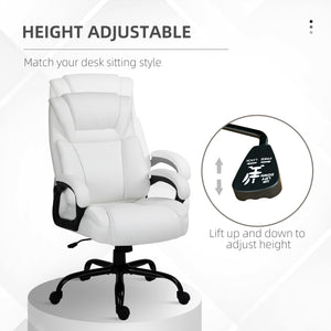 English Elm Big Big and Tall 400lbs Executive Office Chair White — Wide Seat, High-Back PU, Ergonomic, Swivel, Adjustable W2225142671