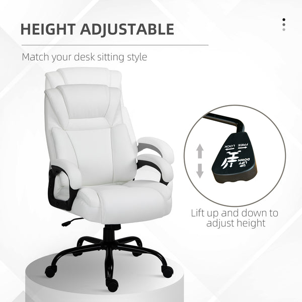 English Elm Big Big and Tall 400lbs Executive Office Chair White — Wide Seat, High-Back PU, Ergonomic, Swivel, Adjustable W2225142671