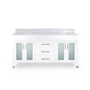 English Elm Christopher Knight Home® - 72'' White Vanity Cabinet 72" Double Sink Base with Frosted Glass Doors, Soft-Close Drawers, Solid Wood 65597.00