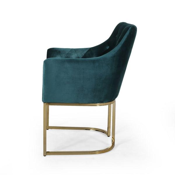English Elm Christopher Knight Home® - CLUB Plush Altay Velvet Armchair with Gold Accents and Curved Modern Glam Design, Luxe Accent Seat Teal 65362.00T