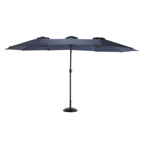 English Elm 14.8 Ft Oversized Double-Sided Rectangular Patio Umbrella with Crank, Steel Ribs, UV Protection Navy Blue W640140332