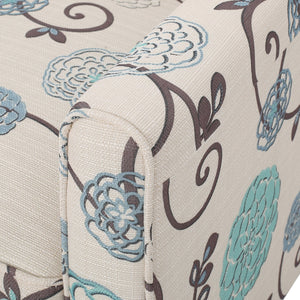 English Elm Christopher Knight Home® - Floral Upholstered Push Back Chair with Lumbar Support and Soft Armrests in White & Blue for Cozy Elegance 52422.00FWBLU