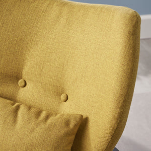 English Elm Christopher Knight Home® - Mid Mid Century Modern Fabric Club Chair with Button-Tufted Back and Accent Pillow, Tapered Birch Legs, Stylish Comfort (31.25˝W x 26.25˝D x 32.75˝H) Mustard 59135.00MUS