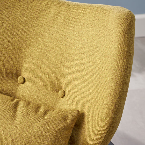 English Elm Christopher Knight Home® - Mid Mid Century Modern Fabric Club Chair with Button-Tufted Back and Accent Pillow, Tapered Birch Legs, Stylish Comfort (31.25˝W x 26.25˝D x 32.75˝H) Mustard 59135.00MUS