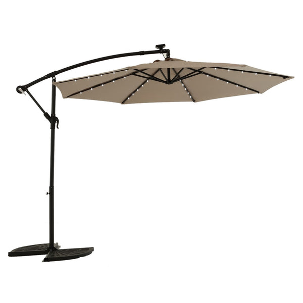 English Elm 10ft Solar Led Cantilever Offset Patio Umbrella with 40 Lights Outdoor Shade Khaki W640140284