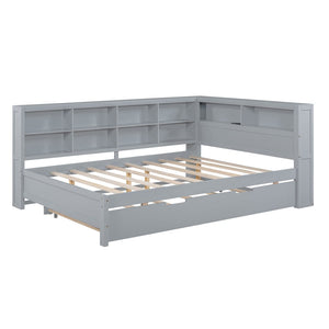English Elm Wooden Twin Daybed with Storage Drawers Usb Charging Shelf and Pine Frame N733S347731E