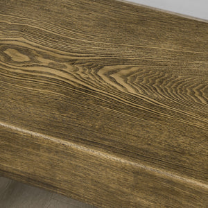 English Elm Garden Rustic Wood-Effect Concrete Bench with Black Metal Legs, Indoor/Outdoor Entryway Seating W2225142663