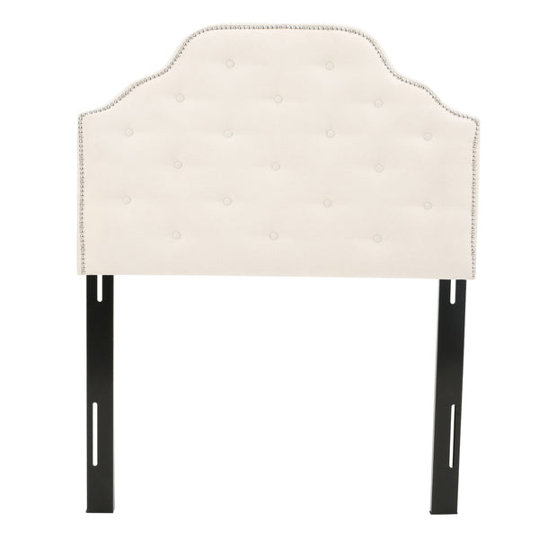 English Elm Christopher Knight Home® - Tufted Upholstered Headboard Twin Size with Button Diamond Stitch, Nailhead Trim and Adjustable Height Ivory 60665.00