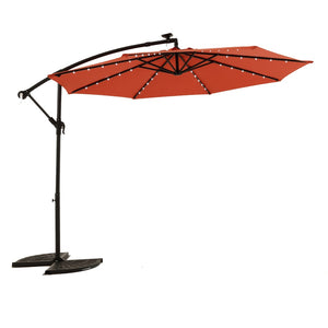 English Elm 10ft Solar Led Cantilever Offset Patio Umbrella with 40 Lights Outdoor Shade Orange W640140291