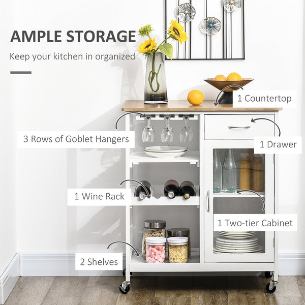 English Elm Rolling Kitchen Island Cart with Drawer and Adjustable Shelf, Mobile Serving Trolley with Hidden Wheels, Towel Racks, Durable MDF Top and 88 lb Capacity for Smart Kitchen Storage and Easy Mobility White W2225142638