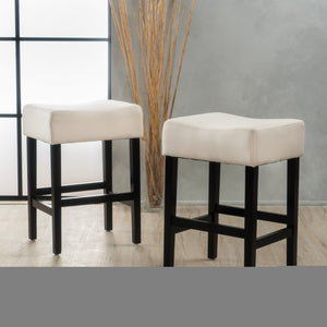 English Elm Christopher Knight Home® - Set Transitional 2-Piece Backless Fabric Counter Height Barstools with 26.75" Seat Height, Durable Upholstery and Sturdy Frame Beige 74492.00FBGE