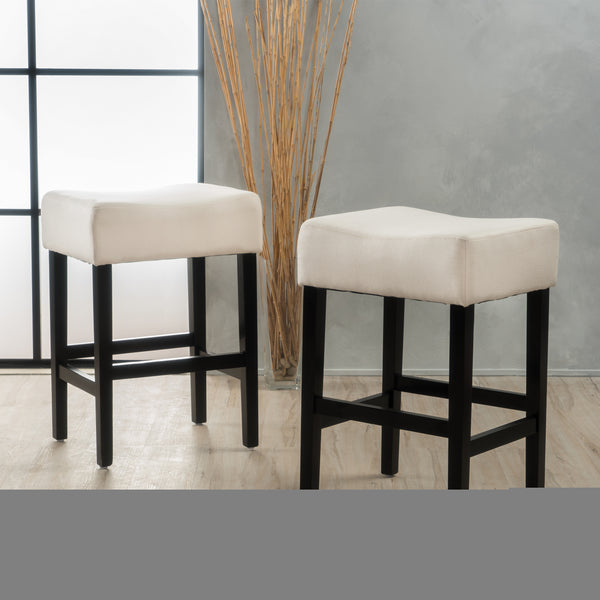 English Elm Christopher Knight Home® - Set Transitional 2-Piece Backless Fabric Counter Height Barstools with 26.75" Seat Height, Durable Upholstery and Sturdy Frame Beige 74492.00FBGE