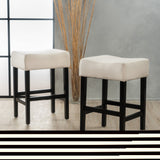 Christopher Knight Home® - Noble House - Lopez Beige Fabric Backless Counter Stool (Set of 2)