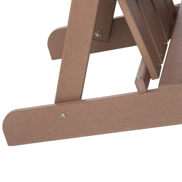 English Elm Adirondack Faux Wood HDPE Patio Chair with Waterfall Seat, Wide Arms, Weather-Resistant Brown, 330 lbs W2225142496