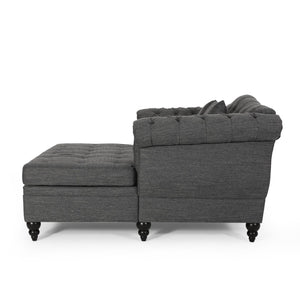 English Elm Loveseat Chaise Lounge Tufted Camelback Chesterfield Style with Nailhead Trim Accent 68105.00AFCHAR_68105.00BFCHAR