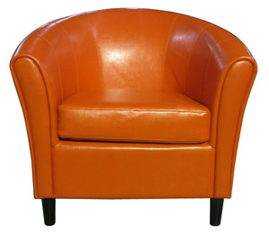 English Elm Christopher Knight Home® - Faux Leather Upholstered Club Chair Orange Napoli with Channel Stitching, PU & Solid Wood Comfort 41495.00PULORG