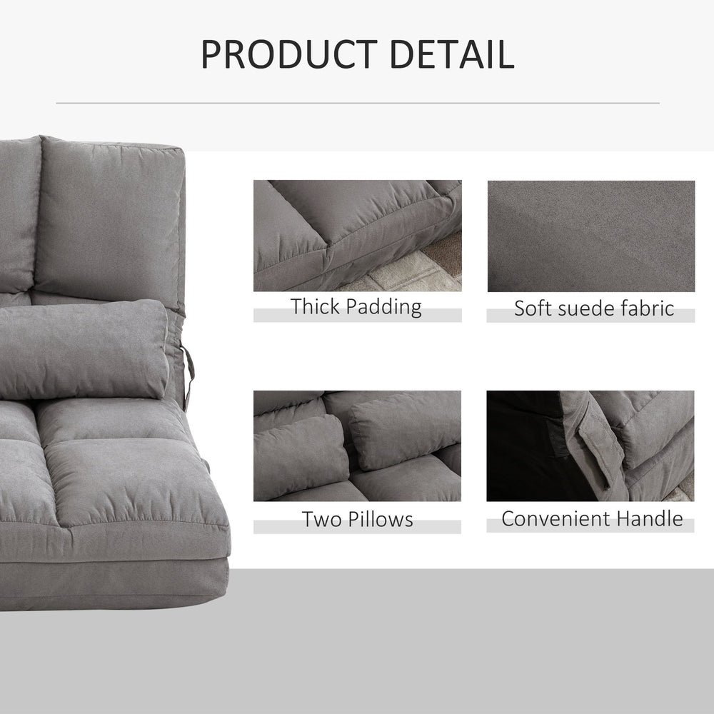 English Elm Convertible Floor Sofa Chair - Versatile Folding Couch Bed With 2 Pillows, Adjustable For Comfort W2225142648