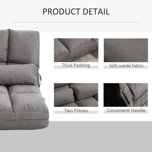 English Elm Convertible Floor Sofa Chair - Versatile Folding Couch Bed With 2 Pillows, Adjustable For Comfort W2225142648