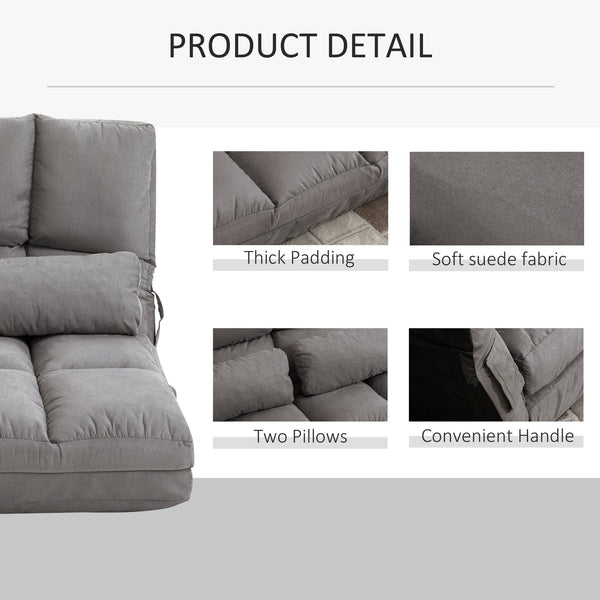 English Elm Convertible Floor Sofa Chair - Versatile Folding Couch Bed With 2 Pillows, Adjustable For Comfort W2225142648