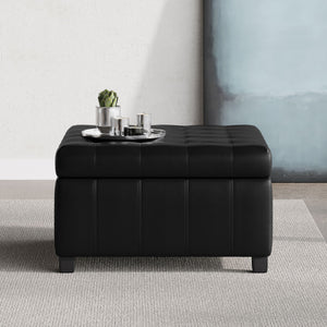 English Elm Christopher Knight Home® - ISABELLA Ottoman with Faux Leather Button-Tufted Top, Hidden Storage & Soft-Close Hinges for Home Comfort Black 74567.00MDNT