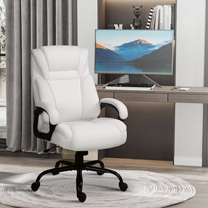 English Elm Big Big and Tall 400lbs Executive Office Chair White — Wide Seat, High-Back PU, Ergonomic, Swivel, Adjustable W2225142671