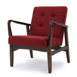 Christopher Knight Home® - Noble House - - Deep Red Fabric Mid Century Modern Club Chair